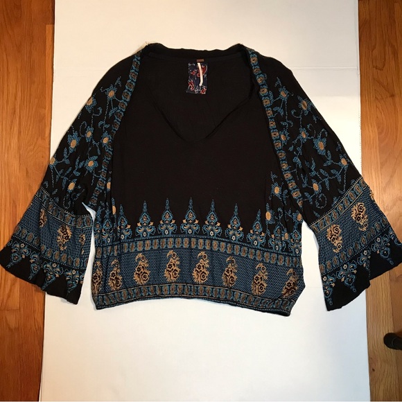Free People Tops - FREE PEOPLE boho black/teal women’s top size small